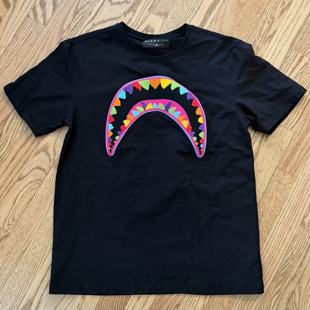 Eternity Men's Candy Sharkmouth T Shirt‎ Large Black Graphic Streetwear Festival